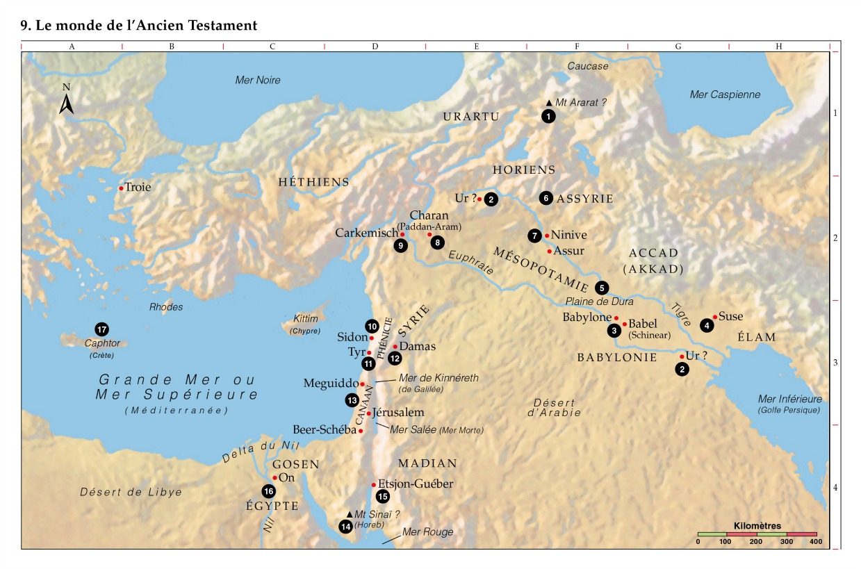 cartes du monde de l'Ancien Testament